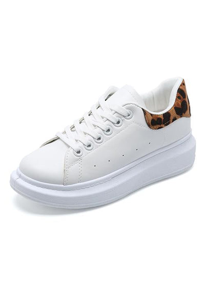 Leopard Platform Lace Up Sneakers