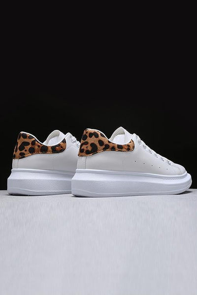Leopard Platform Lace Up Sneakers