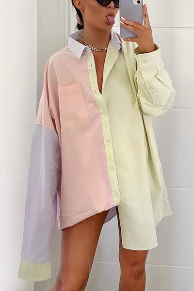 Color Block Loose Shirt