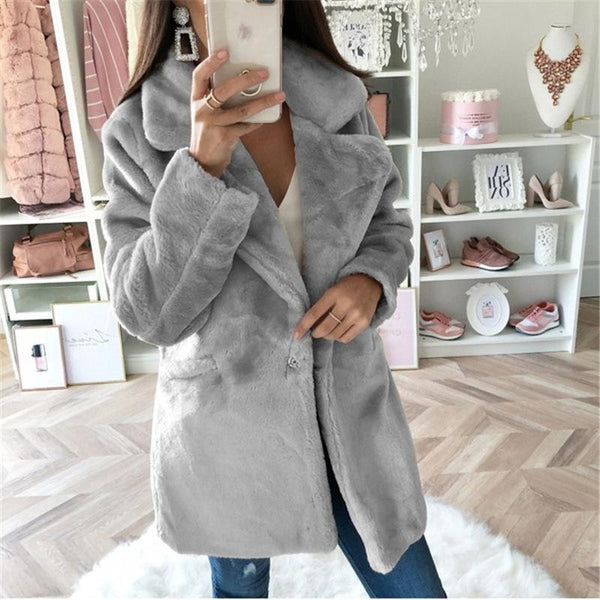 Warm Turndown Collar Solid Coats-Corachic