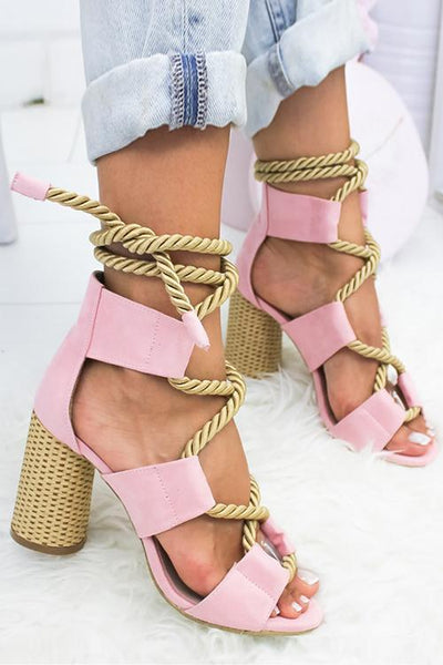 Hemp Rope Lace Up Platform Sandal - girlyrose.com