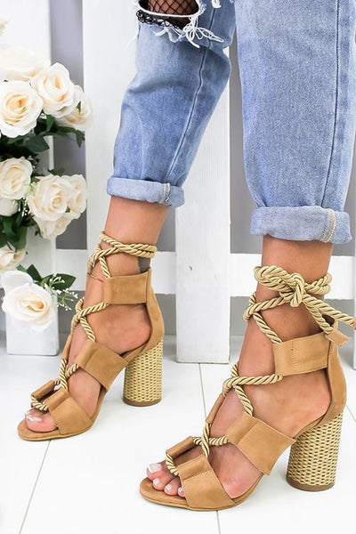 Hemp Rope Lace Up Platform Sandal - girlyrose.com