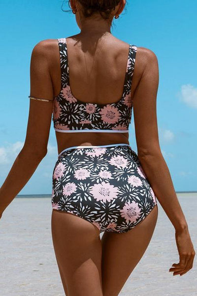 Floral Print High Waist Bikini - girlyrose.com