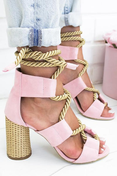 Hemp Rope Lace Up Platform Sandal - girlyrose.com