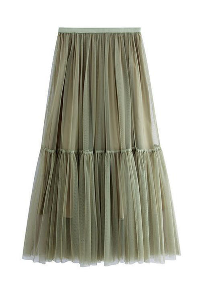 Patchwork Gauze Bubble Skirt