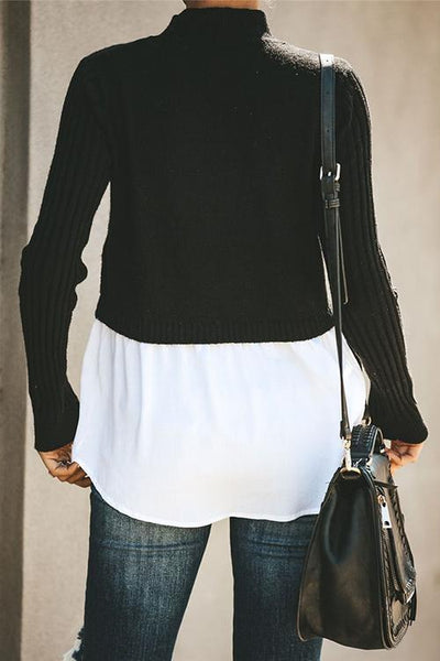 Patchwork Long Sleeve Sweater - girlyrose.com