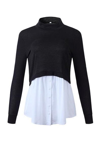Patchwork Long Sleeve Sweater - girlyrose.com