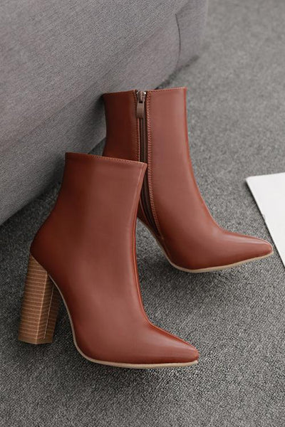 Point High Heels Ankle Boots - girlyrose.com