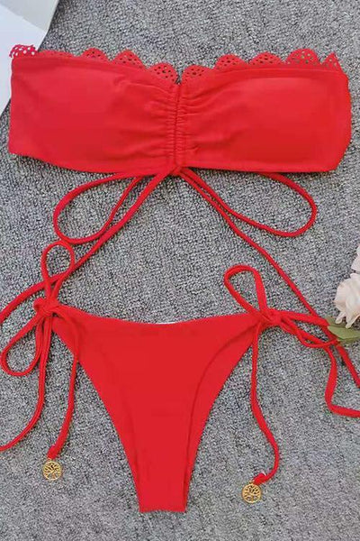 Lace Up Bikini Set - girlyrose.com