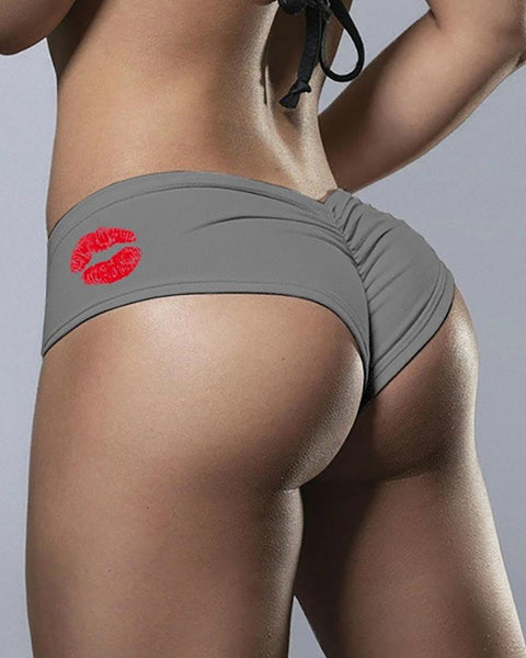 Lip Print Ruched Panty - girlyrose.com