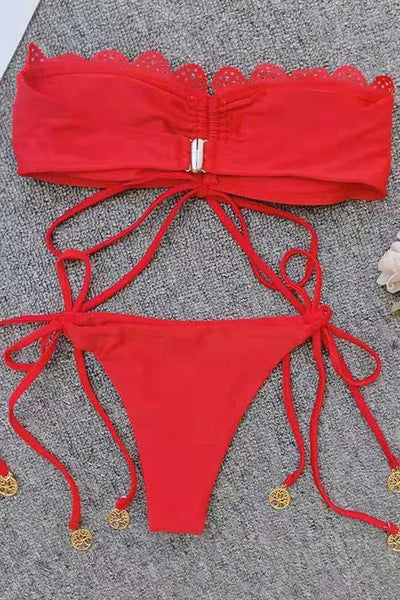 Lace Up Bikini Set - girlyrose.com