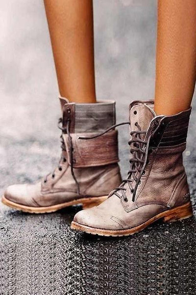 Lace Up Buskins Martin Boots - girlyrose.com