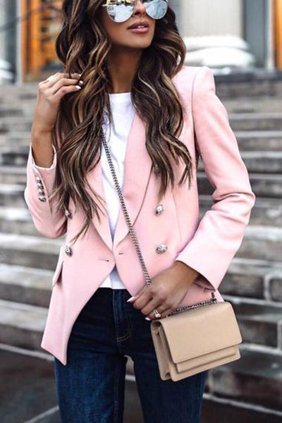 Double Breasted Slim Blazer - girlyrose.com