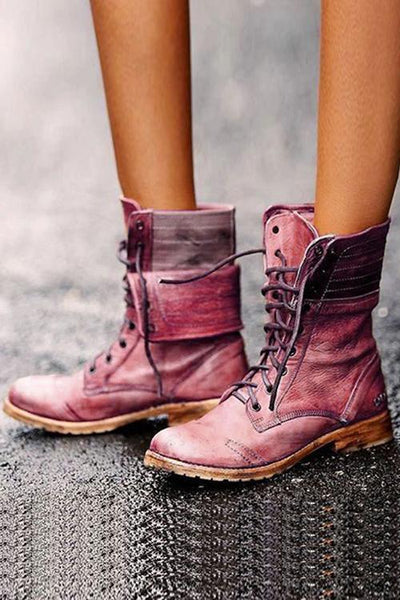 Lace Up Buskins Martin Boots - girlyrose.com