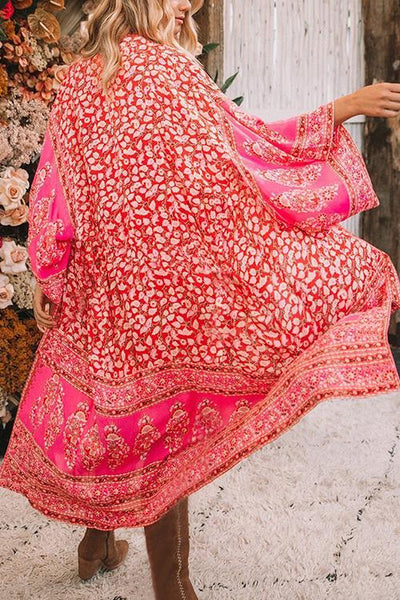 Floral Print Long Sleeve Cardigan - girlyrose.com