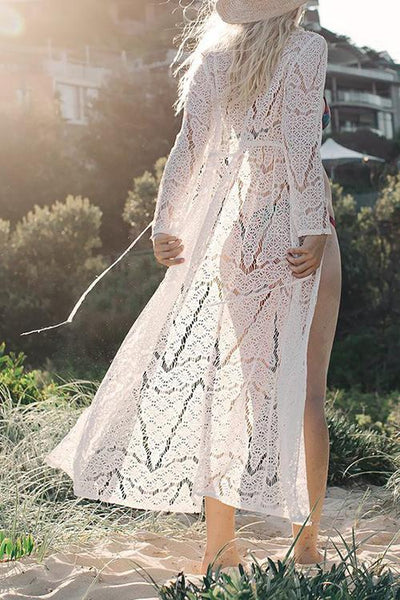 Lace Long Sleeve Cover Up - girlyrose.com
