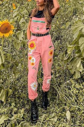 Sunflower Pockets Overall - girlyrose.com