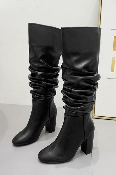 Drape High Heel Knee Boots - girlyrose.com
