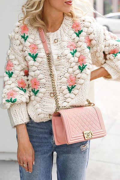 Floral Pearl Button Cardigan