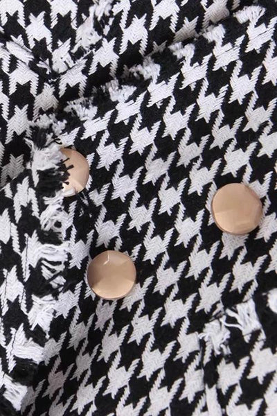 Houndstooth Print Woolen Coat - girlyrose.com
