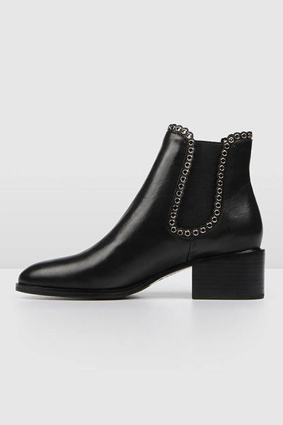 Leather Elastic Studded Ankle Boots - girlyrose.com