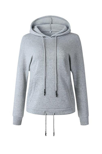 Pockets Drawstring Hoodie - girlyrose.com