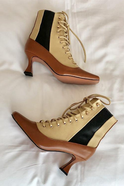 Vintage Zipper Lace Up Boots - girlyrose.com