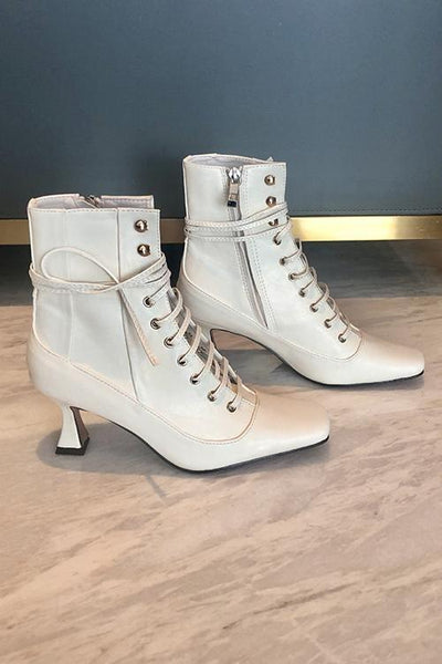 Vintage Zipper Lace Up Boots - girlyrose.com