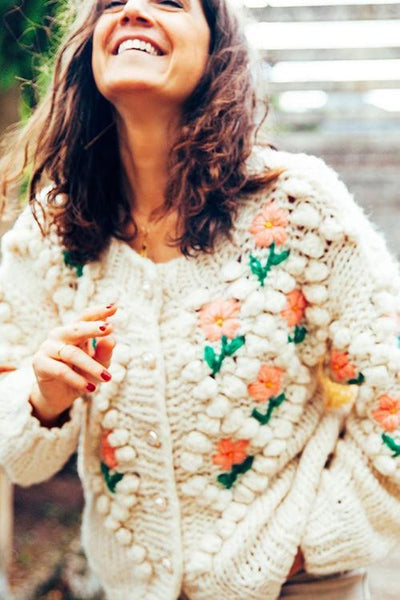 Floral Pearl Button Cardigan