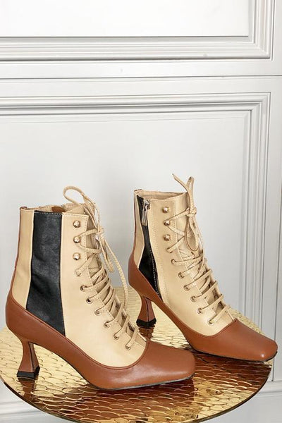 Vintage Zipper Lace Up Boots - girlyrose.com