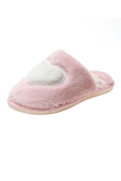Heart Fuzzy Mules Slipper - girlyrose.com