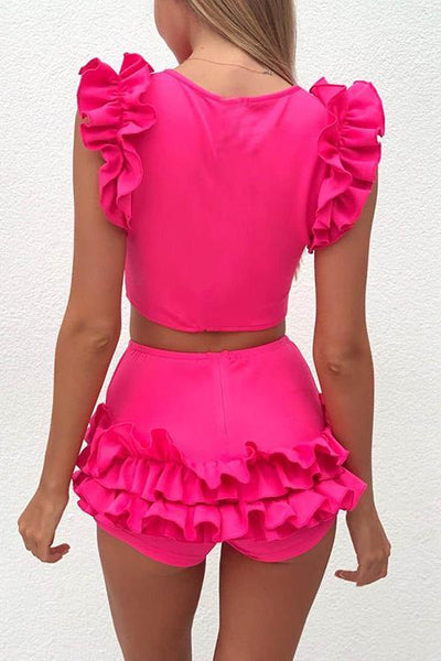 Ruffles Tank Short Bikini Set - girlyrose.com