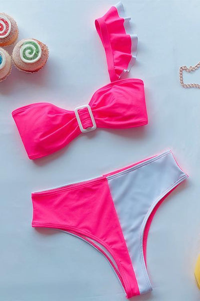 Print High Waist Bikini Set - girlyrose.com