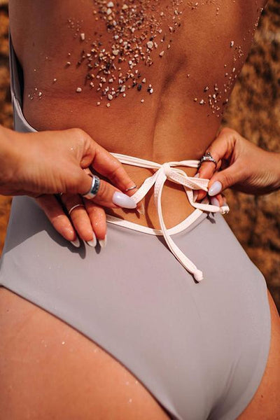 Ruffles Lace Up One Pieces Swimwear - girlyrose.com