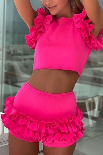 Ruffles Tank Short Bikini Set - girlyrose.com