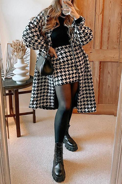 Houndstooth Mini Skirt - girlyrose.com