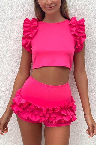 Ruffles Tank Short Bikini Set - girlyrose.com