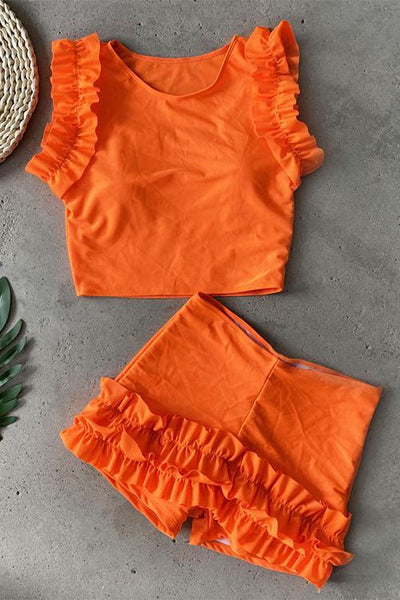 Ruffles Tank Short Bikini Set - girlyrose.com