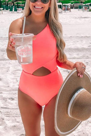 Cut Out Solid One Piece Swiwmear - girlyrose.com