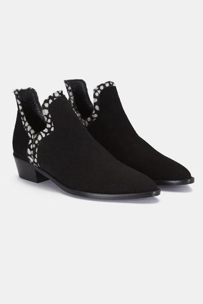 Fuzzy Low Heel Slip On Boots - girlyrose.com