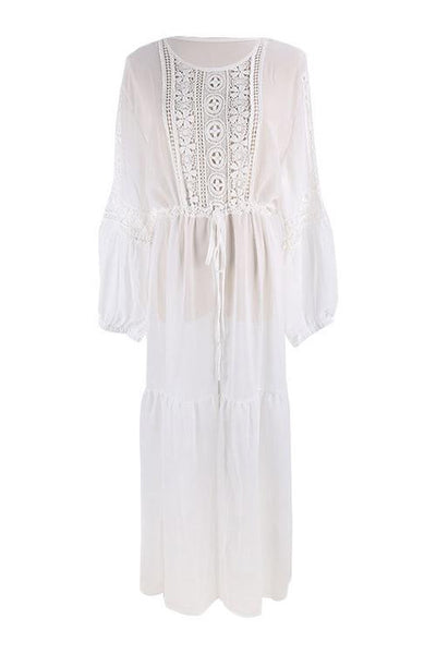 Lace Drawstring Cover Dress - girlyrose.com