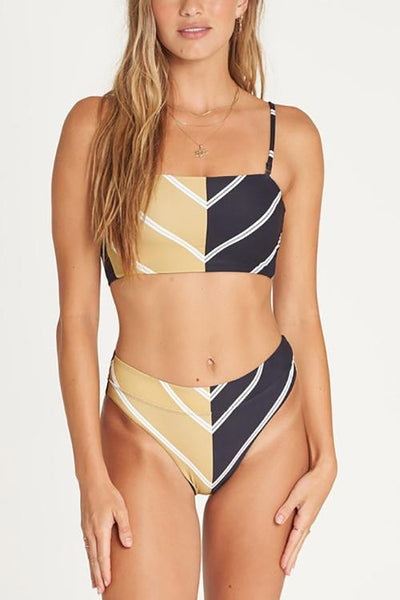 Stripe Color Block Bikini Set - girlyrose.com
