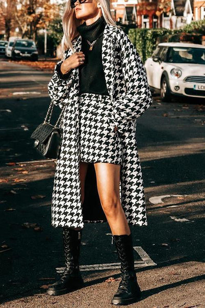 Houndstooth Mini Skirt - girlyrose.com