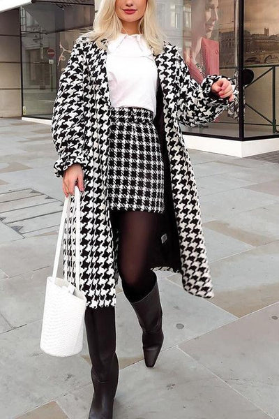 Houndstooth Mini Skirt - girlyrose.com