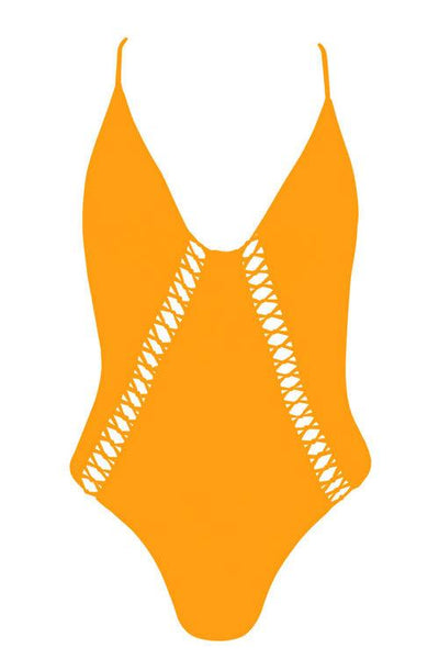 Solid Hollow One Piece Swimwear - girlyrose.com