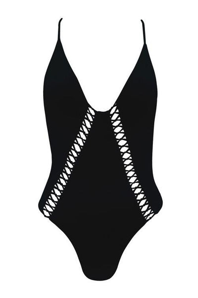 Solid Hollow One Piece Swimwear - girlyrose.com