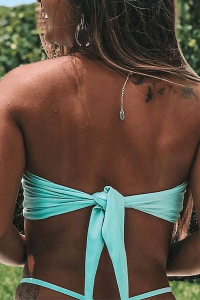 Mesh Patchwork Strapless Bikini Set - girlyrose.com
