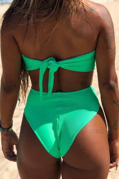 Mesh Patchwork Strapless Bikini Set - girlyrose.com