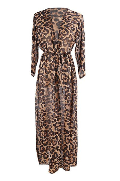 Leopard Print Long Sleeve Cardigan - girlyrose.com