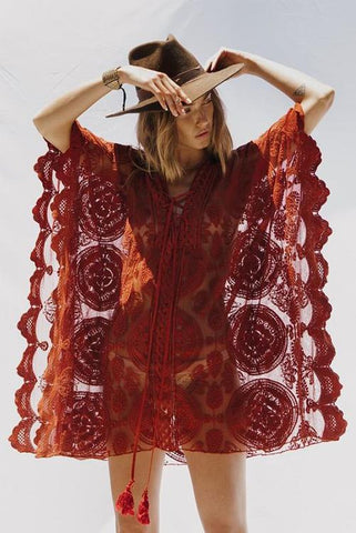Lace Up Loose Mini Cover Dress - girlyrose.com